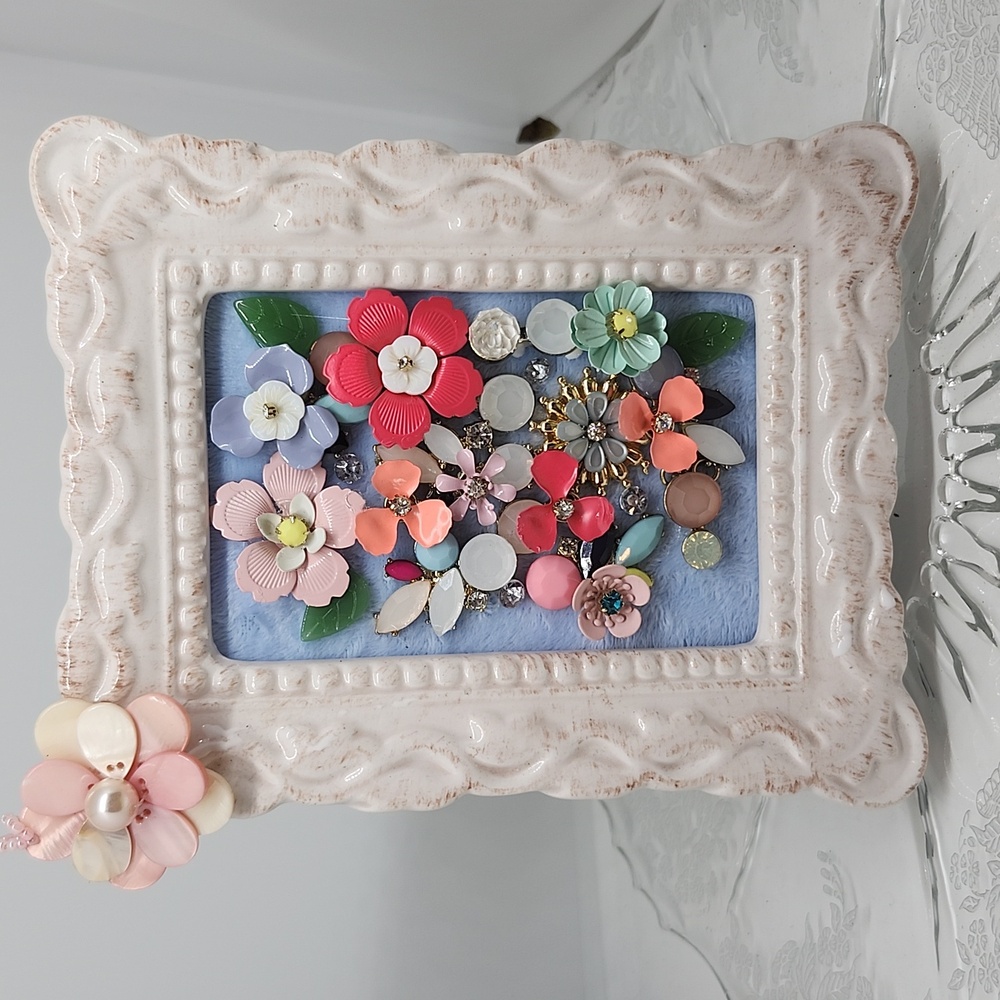 Floral Embellished White Frame